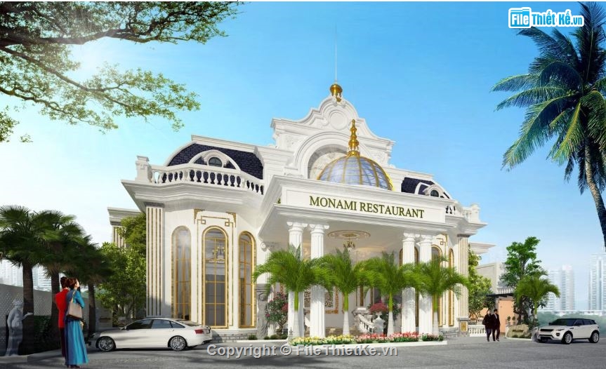 Sketchup nhà hàng,sketchup nhà hàng tân cổ,sketchup nhà hàng